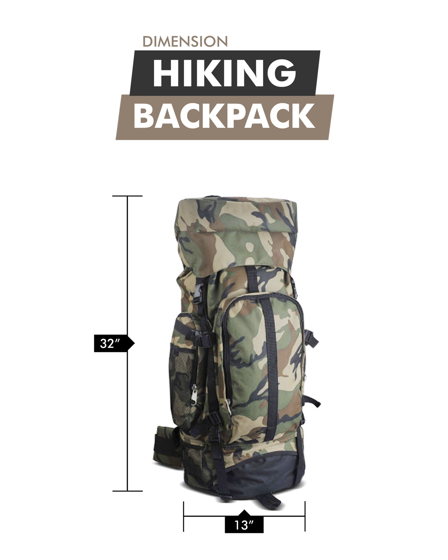 Camouflage 30” Heavy-Duty Hiking & Camping Backpack – Water-Resistant, Multi-Pocket, Ultra-Durable Outdoor Gear